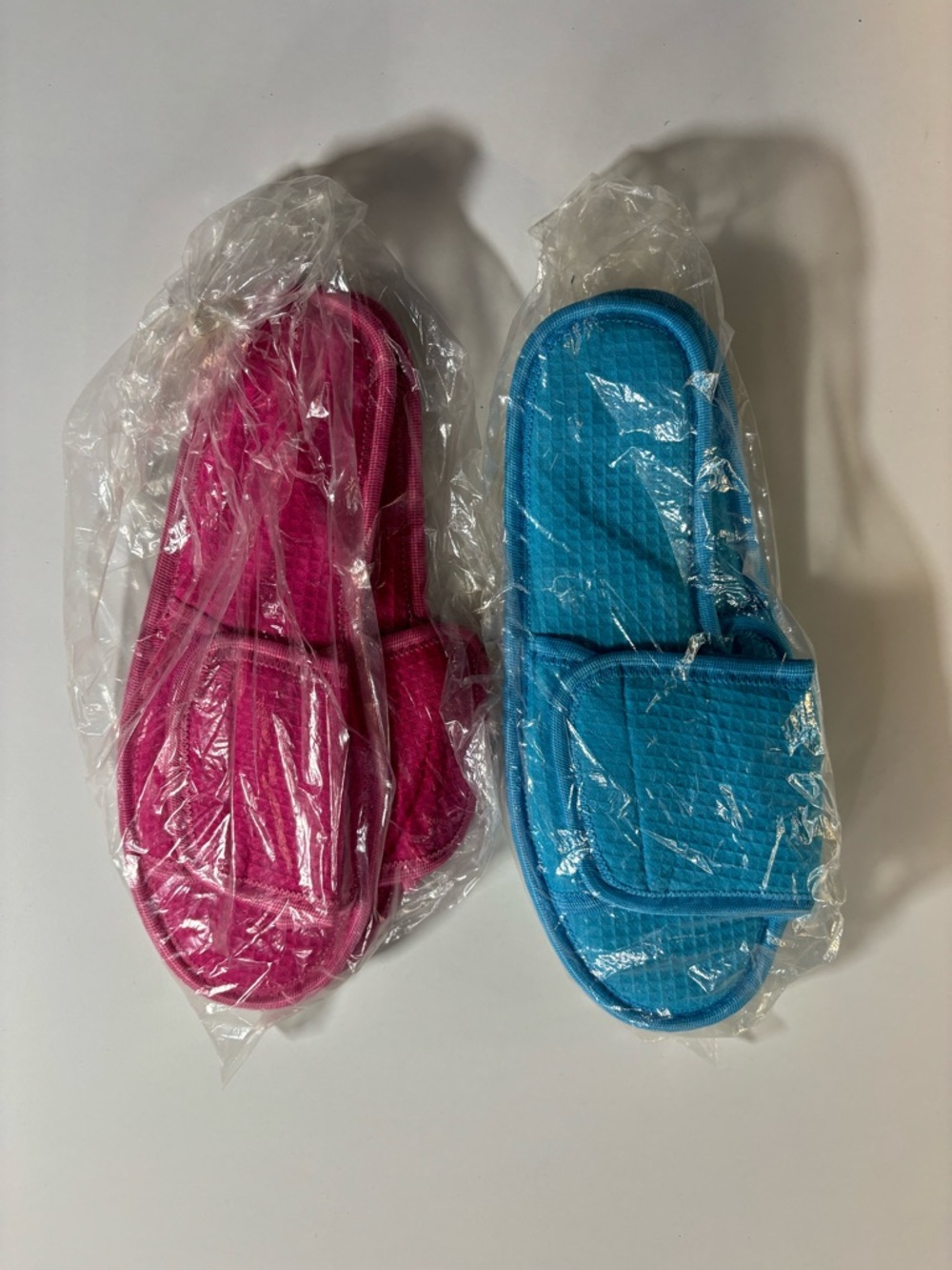 Pink and Blue Quilted Spa Slippers - Pack of Two